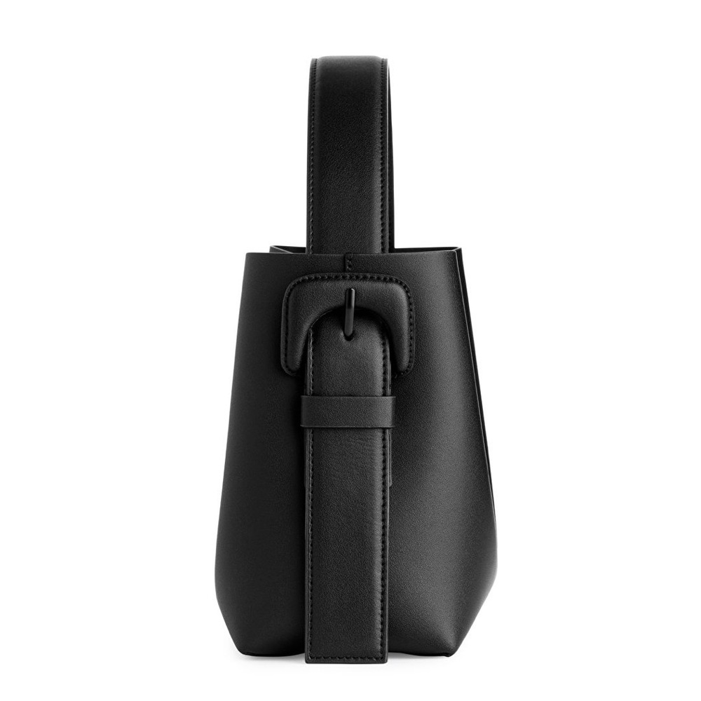 Arket Leather Satchel Tote Bag w Crossbody Strap Black - Picture 4 of 15